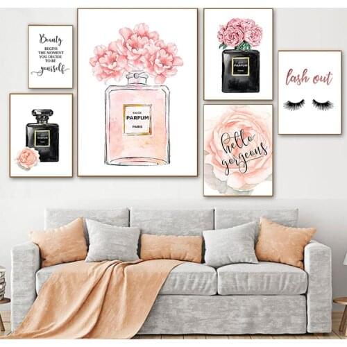 Bedroom Decoration Picture Make Up Scandinavian Style Fashion Wall Art Perfume Cosmetics Modern Wall Paintings Woman