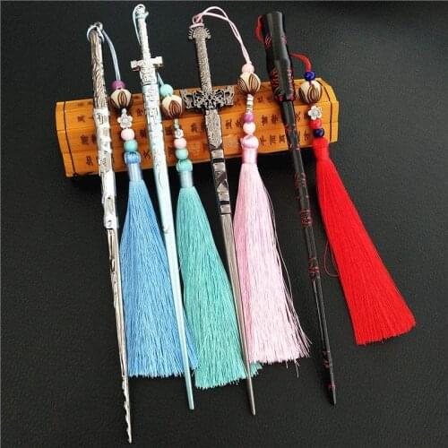 Anime Mo Dao Zu Shi Cosplay The Untamed Cosplay Wei Wuxian Lan Wangji Tassel Hairpin 22cm Weapon Model Gifts For Women CS376