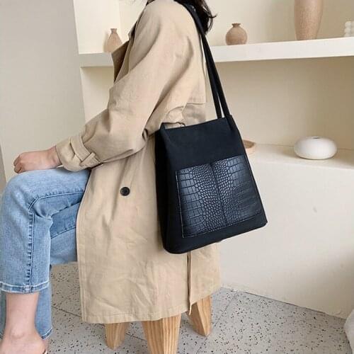 Vintage Alligator Bucket Shoulder Bag Women Purses And Handbags PU Leather Composite Bags Fashion Crocodile Womens Totes