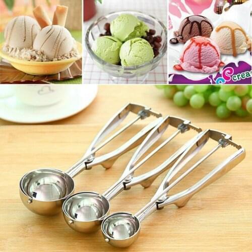 1Pcs 4CM 5CM 6CM Kitchen Ice Cream Mash Potato Scoop Stainless Steel Spoon Spring Handle Kitchen Accessories New Arrival