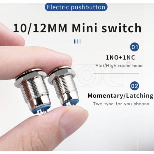 10mm Metal Button Switch Latching 1no1nc Panel Hole Push Button High Head Lock Momentary button