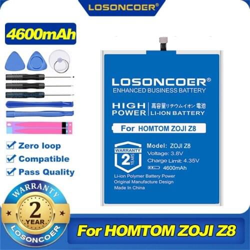 100% Original LOSONCOER 4600mAh ZOJI Z8 Phone Battery For HOMTOM ZOJI Z8 5.0inch MTK6750