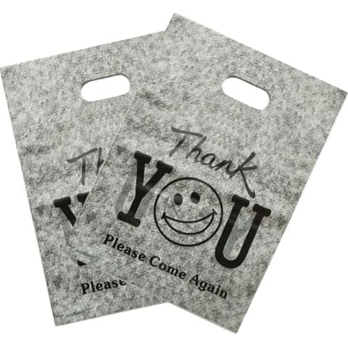 100pcs/lot 25x35cm "Thank You" Design Gray Plastic Gift Bag Boutique Clothes Jewelry Packaging Bags Big Plastic Shopping Bags