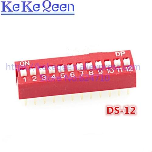 100PCS/LOT Direct dial code switch DIP switch Color Red Blue DS-12 12Bit 12 Position Coding DS pitch Side Pin=2.54mm