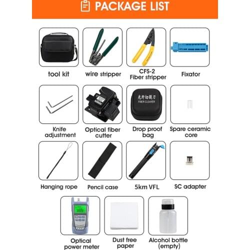 15PCS/set FTTH Fiber Optic Tool Kit,New Fiber Optical Cutter/Optical Power Meter/ 5KM Visual Fault Locator/Stripper Tool
