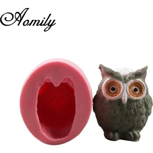 Aomily 3D Owl Silicone Chocolate Fondant Animals Mould Candle Soap Polymer Clay Mold Crafts DIY Forms Soap Base Kitchen Tools