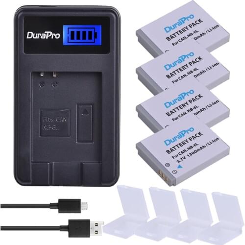 4pc NB-6L NB6L NB 6L NB-6LH 1300mAh Rechargeable Camera Battery +LCD USB Charger For CANON PowerShot SX240 SX260 HS IXY110 SD980