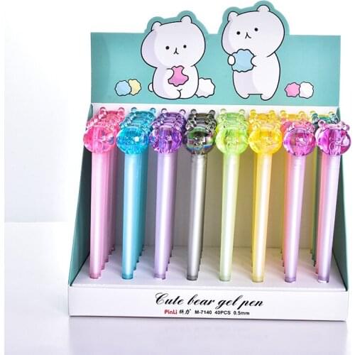 40 pcs/lot Cartoon Colorful Bear Gel Pen Cute 0.5 mm black ink Neutral Pen School Office writing Supplies Promotional Gift