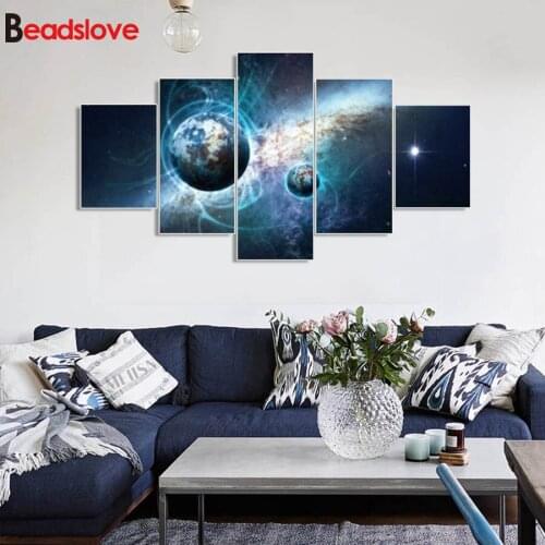 5 pcs diamond painting Galaxy Science,3d full square round drill,mosaic cross stitch 5d diamond embroidery kits home art