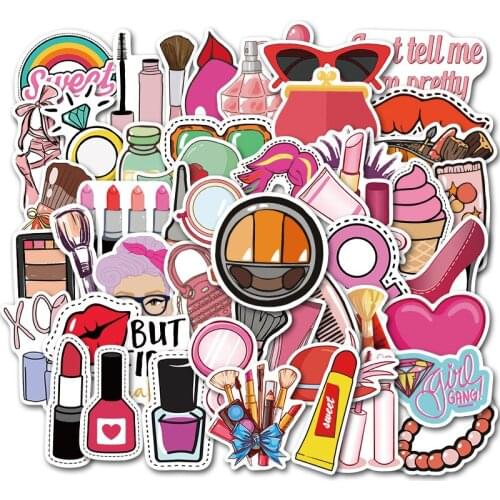 50pcs Cartoon Pink INS Style Vsco Girl Stickers for Laptop Moto Skateboard Luggage Refrigerator Notebook Laptop Toy Sticker