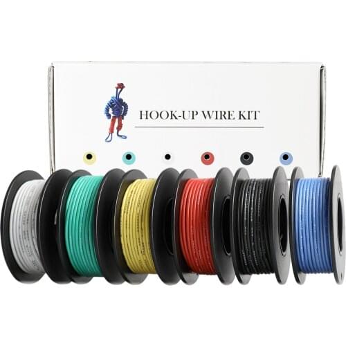 60m/box 196ft Hook up Stranded Wire 26 AWG UL3132 Flexible Silicone Wire Rubber Insulated Tinned Copper 300V Electrcal Wire