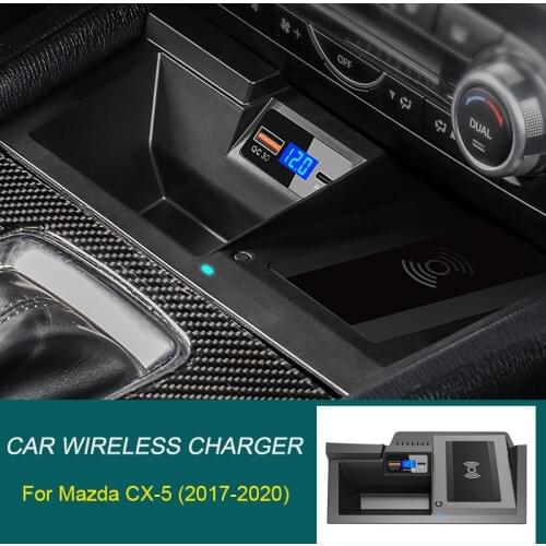 Car wireless charger for Mazda CX-5 2017-2020 fast charging plate mobile phone holder accessories 15W iphone 8