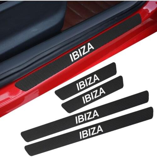 Car Carbon Fiber Protect Stickers Look Car Door Plate sill scuff welcome pedal threshold Cover for SEAT Ibiza Sticker