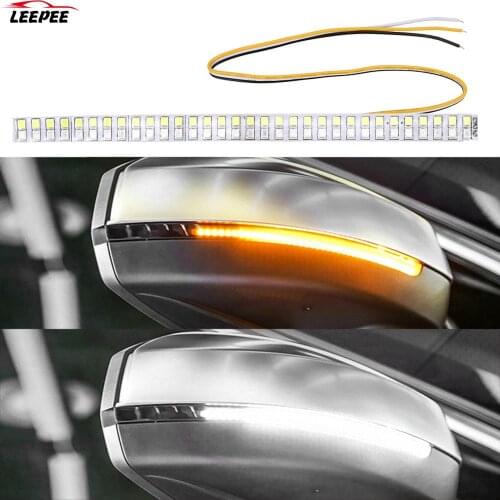 Car-Styling LED Flowing Turn Signal Strip Light Car Rearview Mirror Indicator Lamp Car Modified Streamer Strip Amber Blue