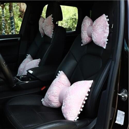 Bowknot Car Headrest Waist Support Four Seasons Universal Car Neckpillow Waist Pillow Car Interior Supplies