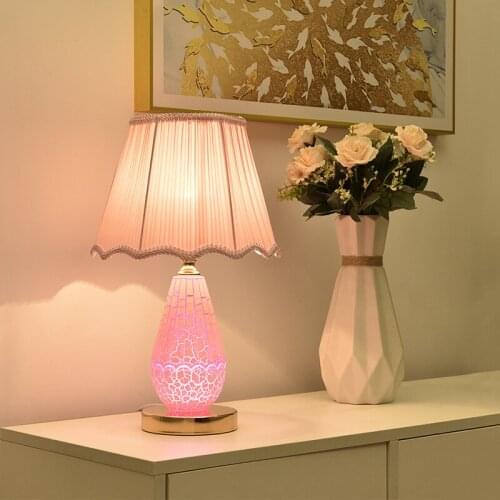 Free Shipping Modern Romantic Glass Table Lamp Bedside Lamp For Bedroom Ins Simple And Cozy Girl Decorative Creative Table Lamp