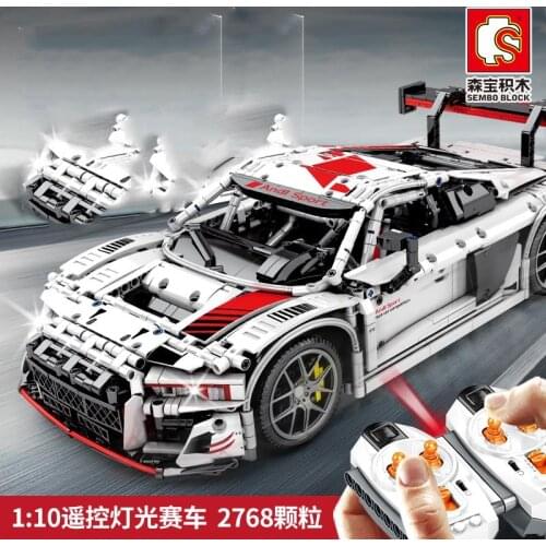 Sembo Blocks Model MOC Technic Remote control light racing car speed Mechanical Hurricane diy building blocks sets kids toys