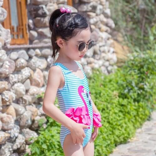 2021 Childrens Swimsuits In Summer Big Children Flamingo Cute Baby Sports Girls One-piece Swimwear Maillot De Bain Fille Bimba