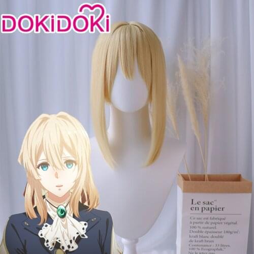 DokiDoki Anime Cosplay Wig Violet Evergarden Cosplay Wig Women Blonde Hair Heat Resistant