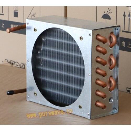 FN2x7x200 PURSWAVE Mini Condenser Air Cooled evaporator Fin space copper tube heat exchanger can install 1pc 180x180 fan
