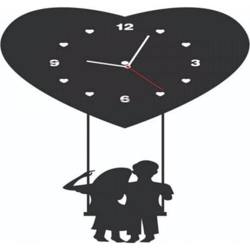 HLO 2021 Home Decoration Romantic Heart Wooden Wall Clock Quality Material Stylish Lover Living Room New Modern Horloge Murale f