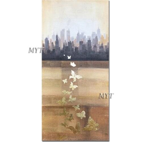 Gold Foil Butterfly Picture Art 100% Hand-painted Oil Painting Modern Living Room Decoration Canvas Wall Art Acrylic Artwork