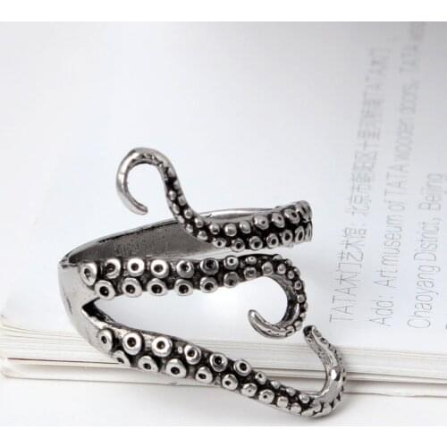 New Fashion Retro Octopus Ring Personality Metal Punk Opening Rings Adjustable Size Animal Ring for Women Men Gift