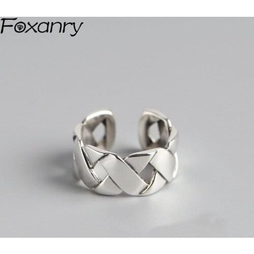 Foxanry Minimalist 925 Sterling Multilayer winding cross Rings for Women Couples Engagement Jewelry New Fashion Accessories Gift