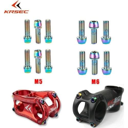 KRSEC M6/M5 MTB Bike Titanium Stem Screw Road Mountain Bicycle Handlebar Stainless Steel Screw Cycle Accessories