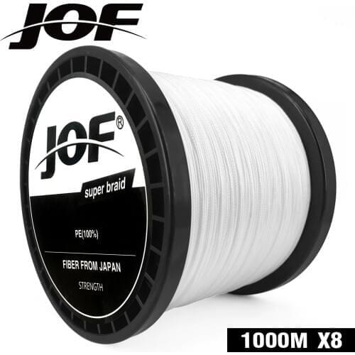JOF 100M 150M 300M 500M 1000M Super Strong White PE 8 Strands Braided Fishing Line Sea Saltwater Carp Fishing Line