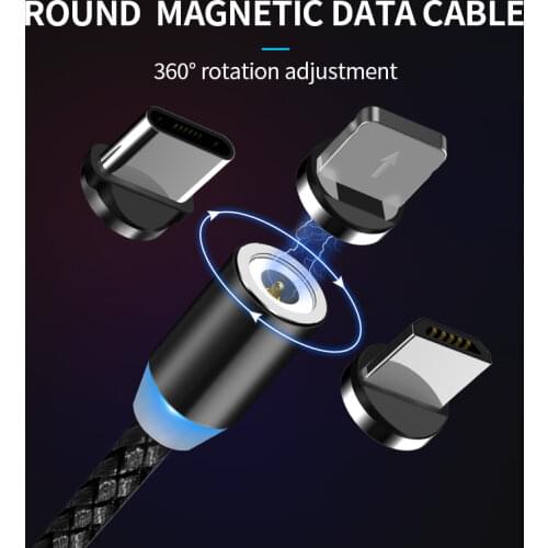 2M USB Type C 3 in1 Cable Magnetic Cable for iPhone Samsung Xiaomi Cable Micro USB Magnet Charger Wire Phone Charging Cord