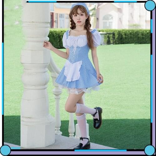 Sweet Lolita Dress Maid Costume Anime Cosplay Maid Uniform Halloween Costumes Outfit Kawaii Girl Short Sleeve Summer Dresses New