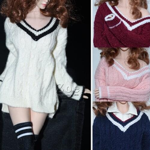 1/6 Female soldier college style loose sweater model for 12 inch action figure accessories