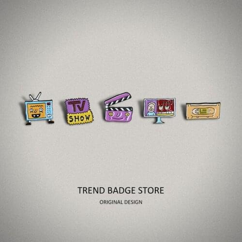 Fashion Cartoon Retro Television Film Tape Film Creativity Brooch Trend Go With Badges Enamel Label Pins