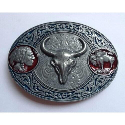 Fashion western belt buckle with pewter finish JF-B-058 suitable for 4cm wideth belt with continous stock