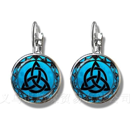 Fashion Stud Earrings 16mm Glass Cabochon Germanic Paganism Celtics Women Jewelry Multi Layer Braided Earrings For Gift