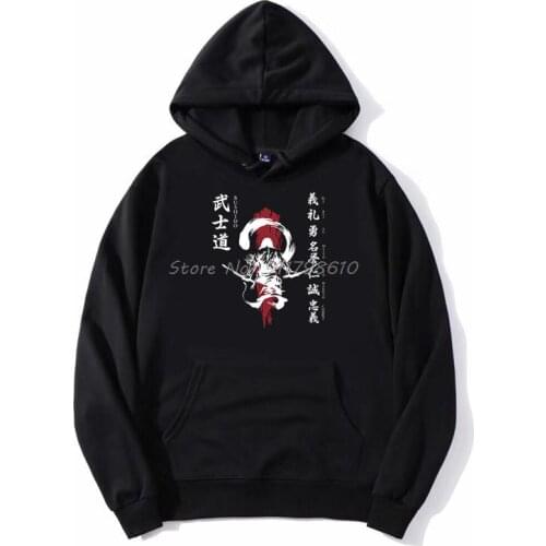 Fan Samurai Warrior Japanese The Seven Virtues Of Bushido Men Hooded Fleece Hoodies Sweatshirt Streetwear Harajuku