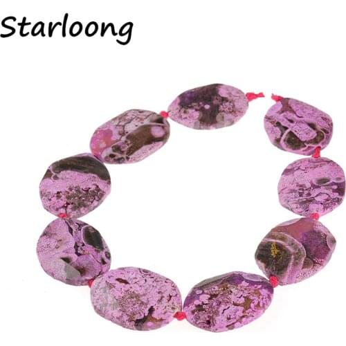 Natural Stone Blue Brown Pink Ocean Jaspers Faceted Slice Slab Nugget Agates Druzy Loose Gem Strand Beads for DIY Jewelry Making