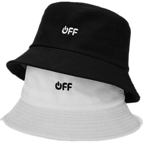 Letter Off Embroidery Cotton Bucket Hat Fisherman Hat Outdoor Travel Hat Sun Cap Hats for Men and Women 341