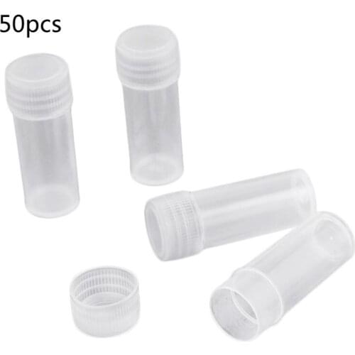 50 Pcs 5ml Plastic Sample Bottle Small Barrel Test Tube Vials Storage Container Q0KD