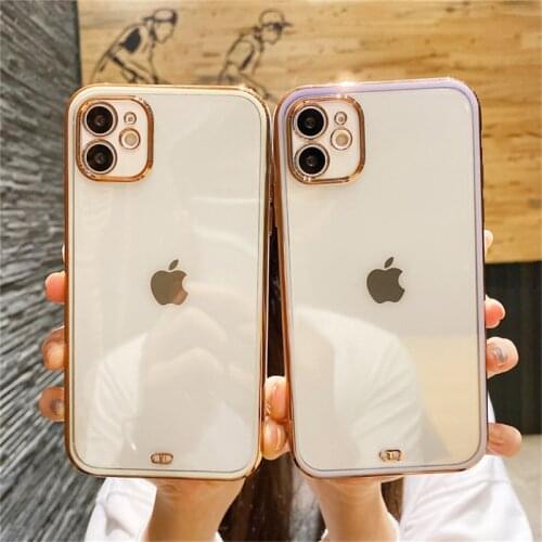 Solid Color Electroplating Phone Case For iPhone 12 Pro 11 Pro Max X XR XS Max 7 8 Plus SE 2020 Shockproof Lens Protection Cover