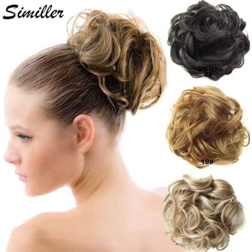 Similler Synthetic Hair Bun Chignon Ladies Ponytail Hair Extension Scrunchie Elastic Wave Curly Hairpieces Scrunchie Wrap