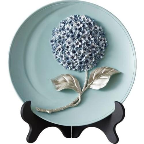 LUXURY RESIN HANDMADE HYDRANGEA HOME WALL HANGING PLATE CRAFT DECORATION WALL BACKGROUND DISH MURAL FIGURINE WEDDING GIFT R1643
