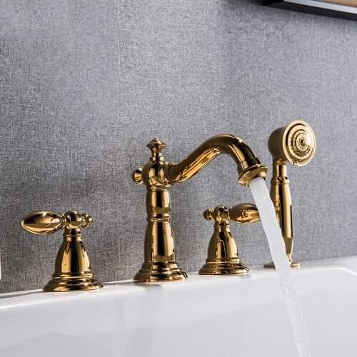 Luxury gold brass bathroom bathtub shower faucet GOOD Quality cold hot water bathtub faucet 4 hole or 5 hole,Gold Chrome