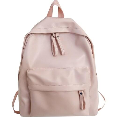 Preppy Style Bookbag Travel Backbag Fashion Pu Leather Women Backpack College Student School Bags for Teenagers Boy Girls