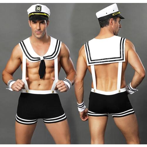 JSY Sexy Mens Sailor Police Uniform Cosplay Lingerie Set Erotic Catsuit Porno Costumes For Sex Role Play Suits Night Sleepwear