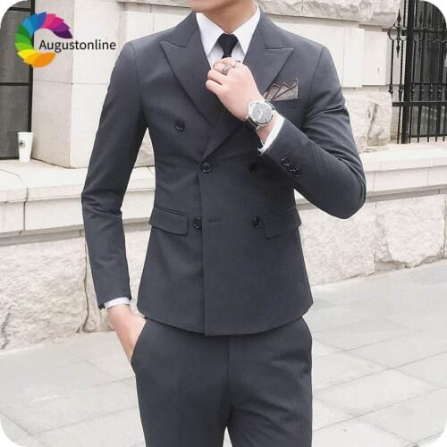 Grey Men Suits Latest Coat Pant Designs Slim Fit Groom Tuxedo Casual Male Blazers 2Piece Jacket Pants Terno Masculino Costume