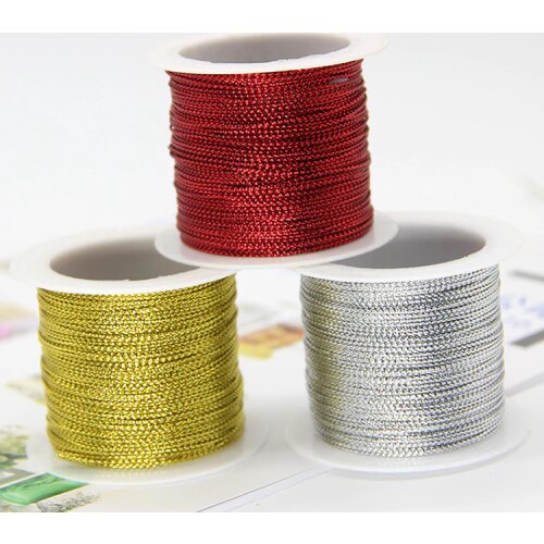 20 Meters 1mm Rope Gold Silver Cord Thread Cord String Strap Ribbon Rope Tag Line Bracelet Making No-slip Clothing Gift Decor