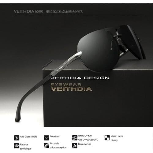 VEITHDIA 2019 Aluminum Alloy Frame HD Sunglasses Polarized Men Lens Driving Sun Glasses Male Eyewears Accessories For Men 6500