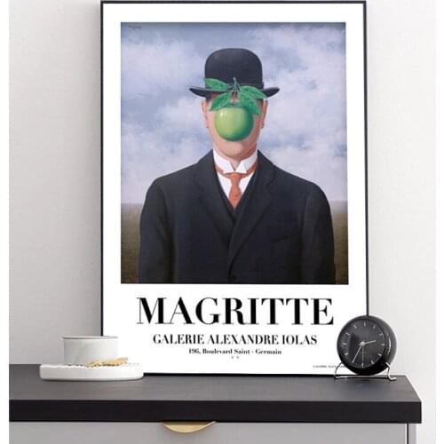 Surrealism Magritte The Son of Man Artwork Posters and Prints Canvas Art Painting Wall Stikers Pictures for Linving Room Decor